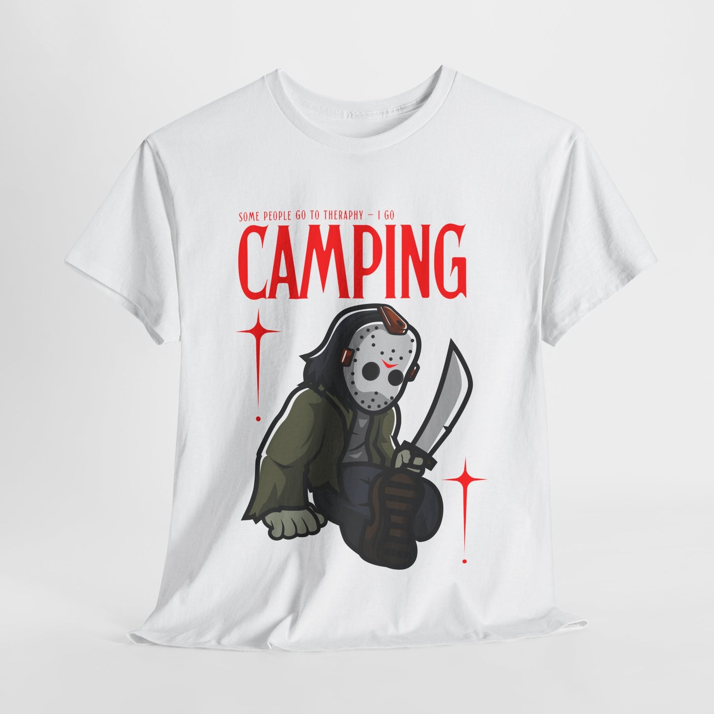 Teen/Adult Unisex Camping Horror T-Shirt – Slasher Parody Graphic Tee