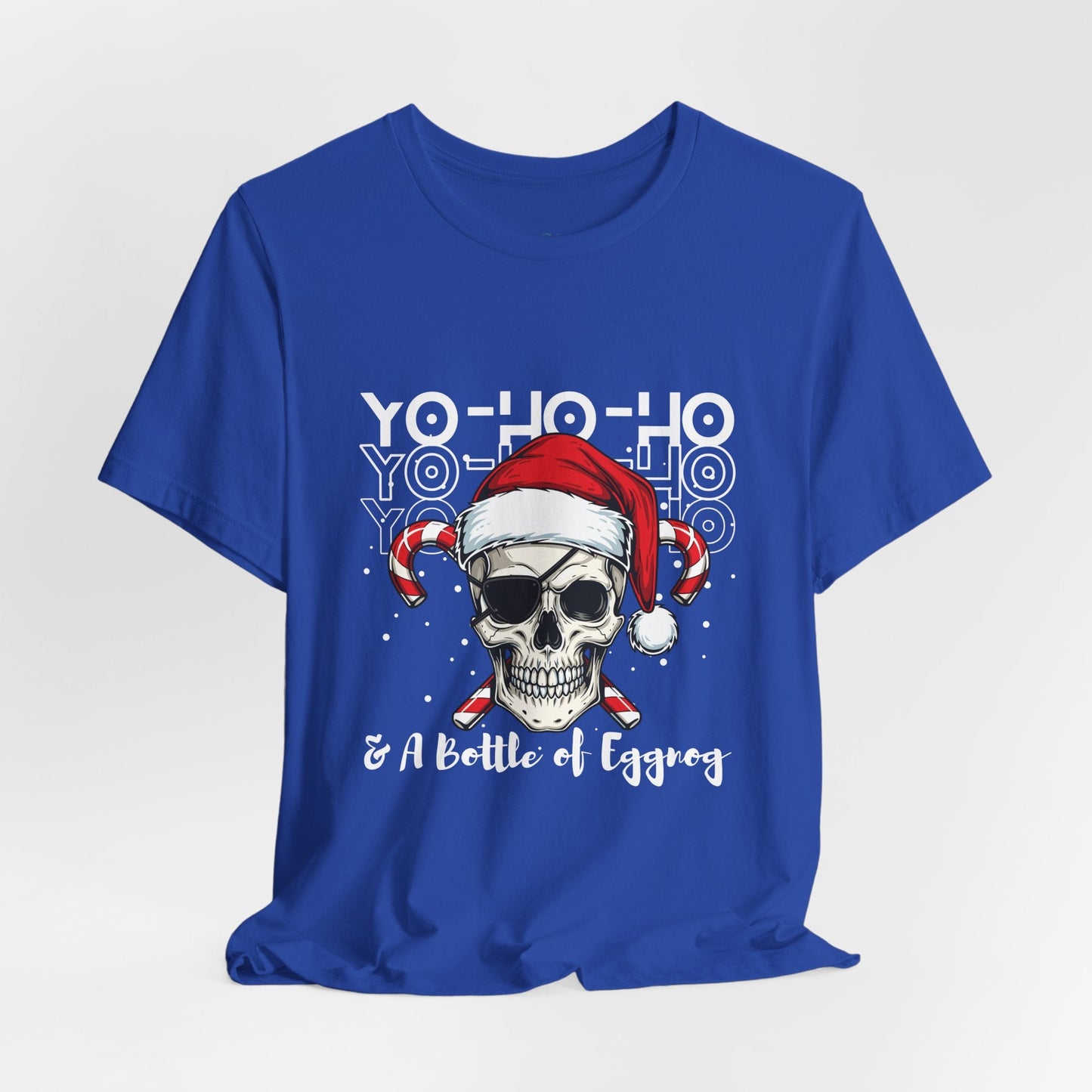 Teen/Adult Unisex Yo-Ho-Ho Skull T-Shirt â€“ Pirate Christmas Humor Design Printify