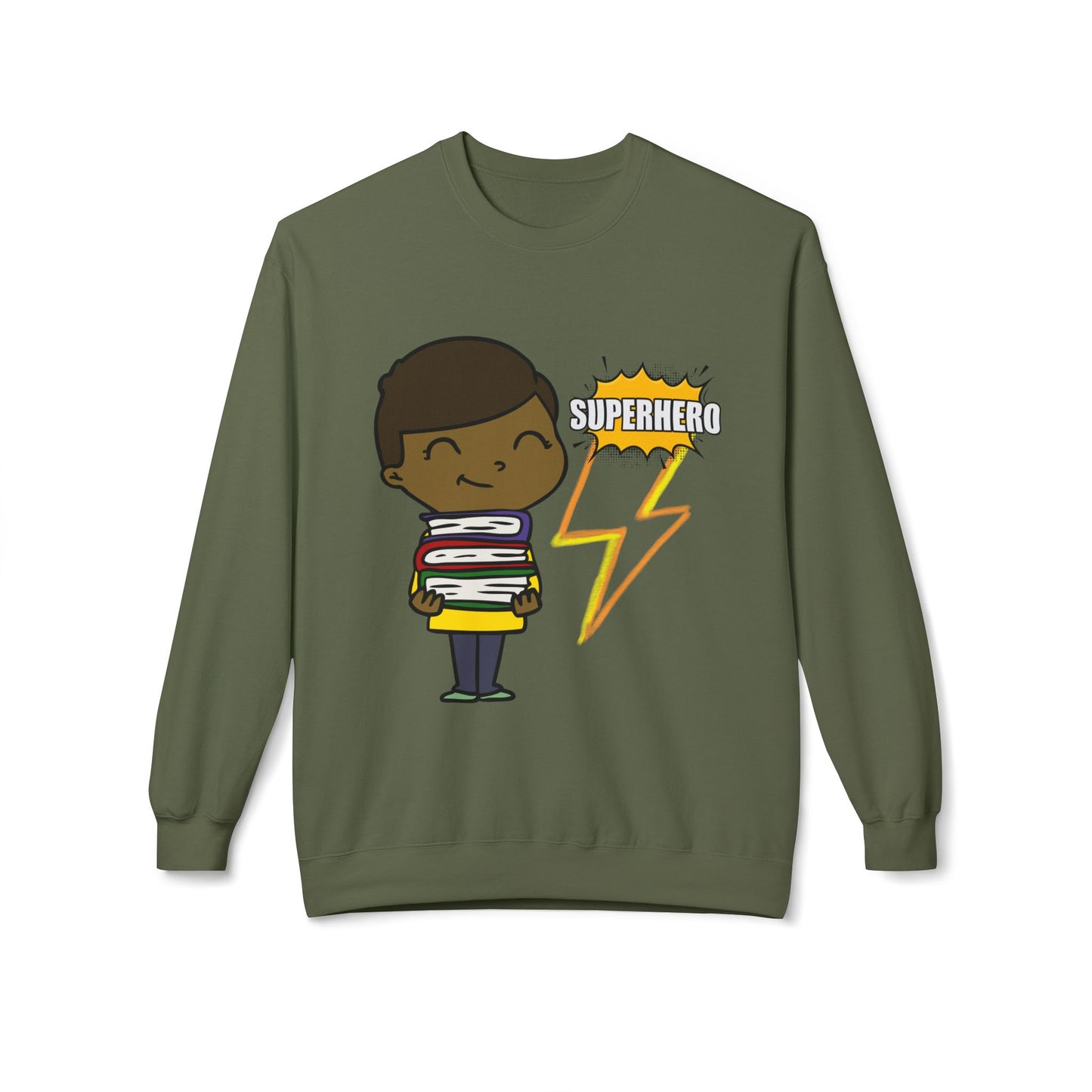 Child Superhero Reader Sweatshirt – Books Give Me Power Crewneck