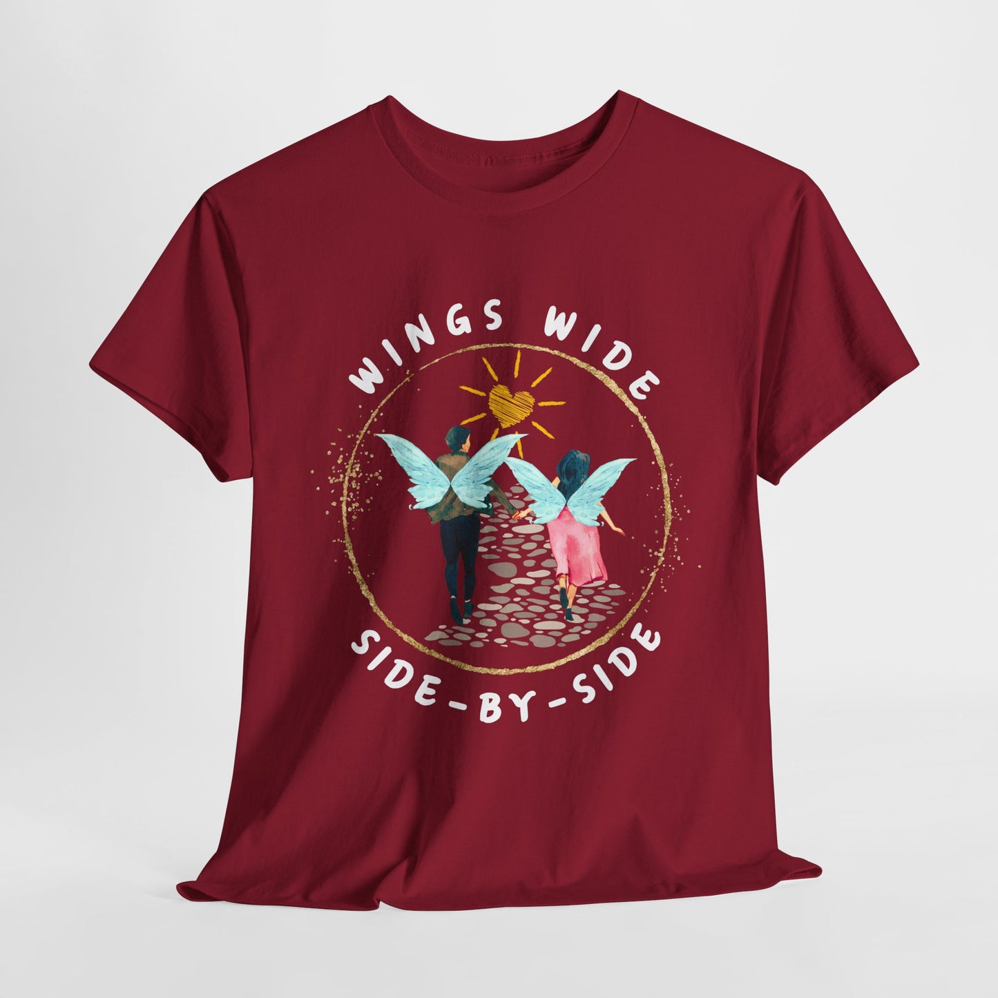 Teen/Adult Unisex Wings Wide Side-By-Side Tee – Wedding & Anniversary Gift for Couples, Inspirational Fairy Tale Apparel