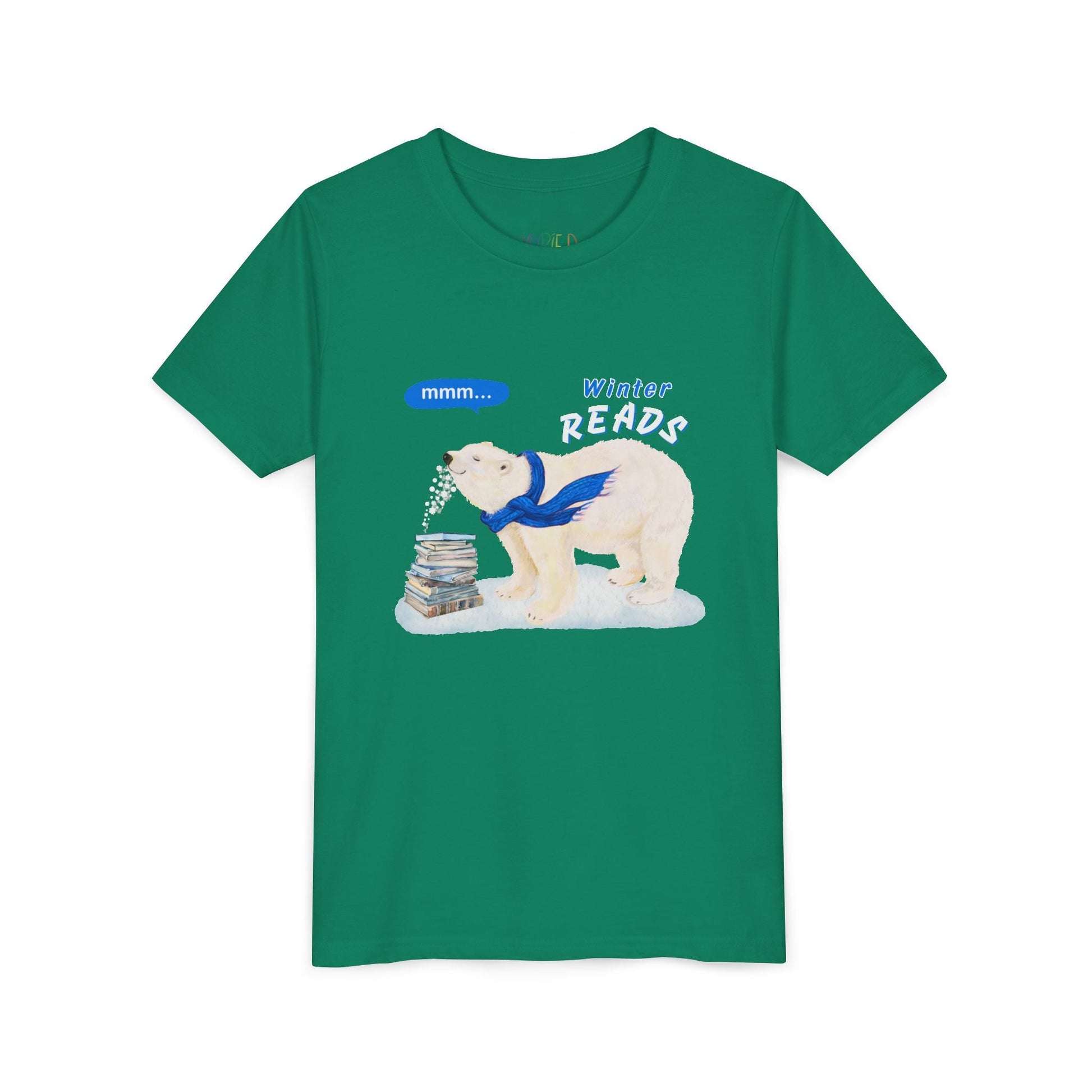 Youth Winter Reads T-Shirt â€“ Cozy Polar Bear Design Printify