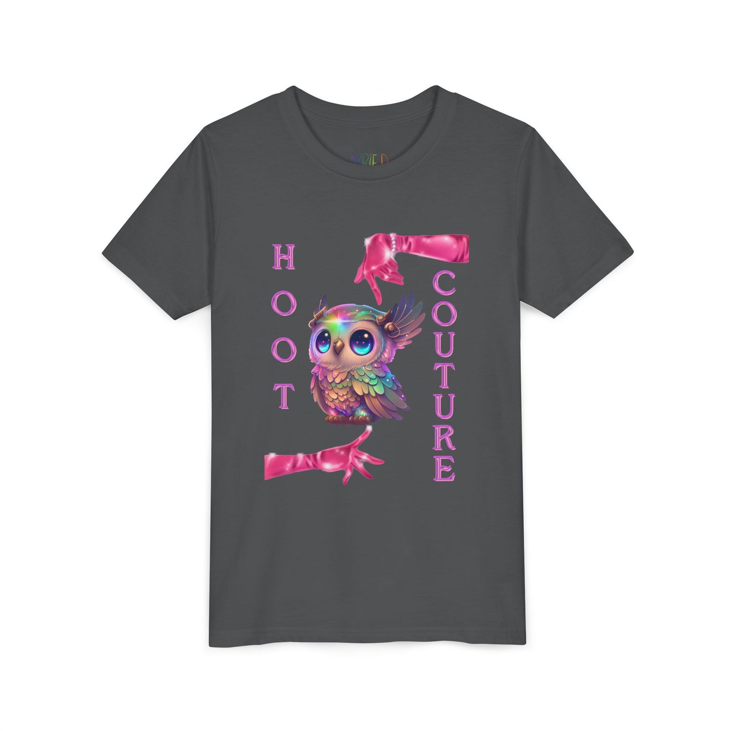 Youth Hoot Couture T-Shirt – Rainbow Owl Fashion Tee for Bold & Creative Kids