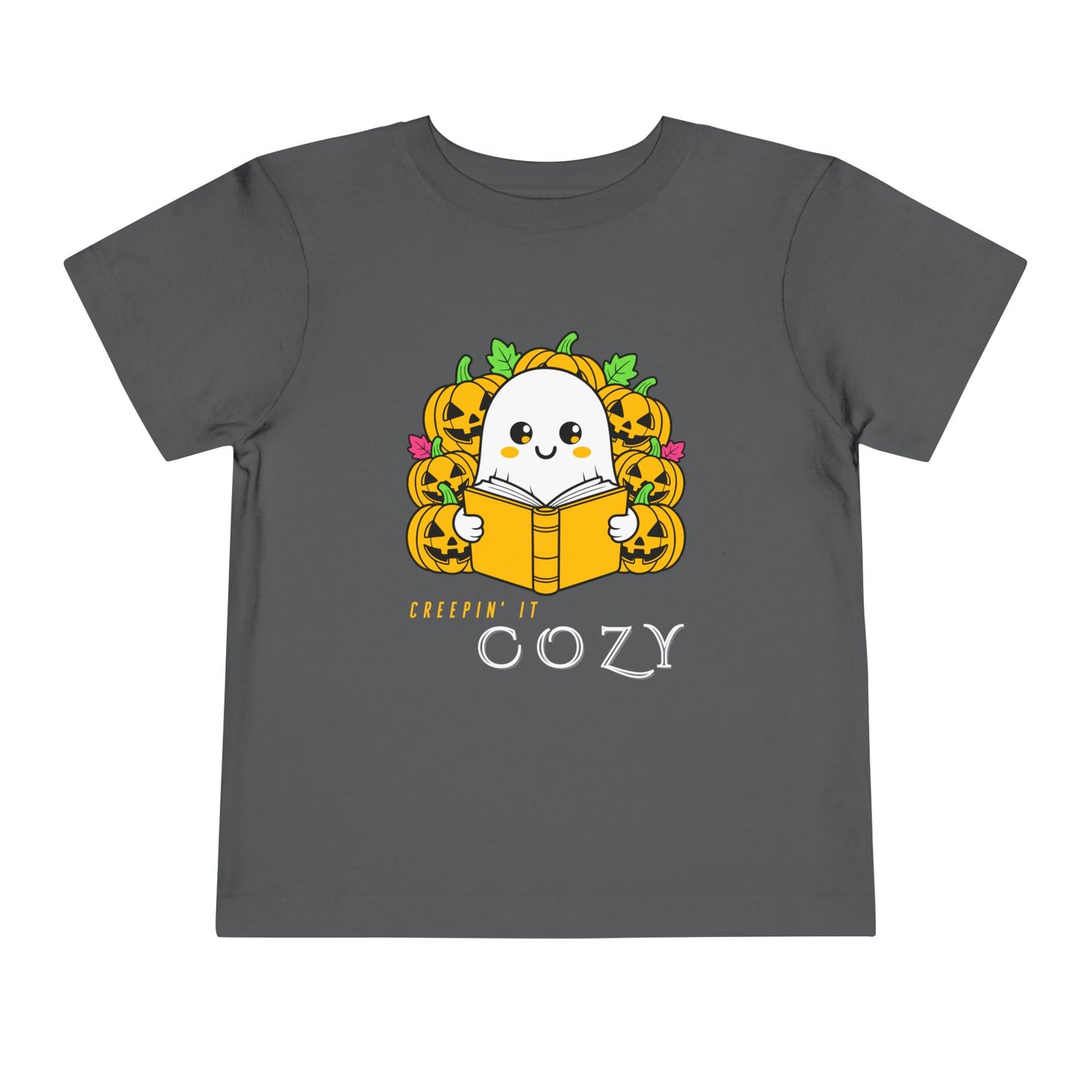 Toddler Creepin’ It Cozy Tee – Cute Halloween Ghost & Pumpkins Reading Shirt