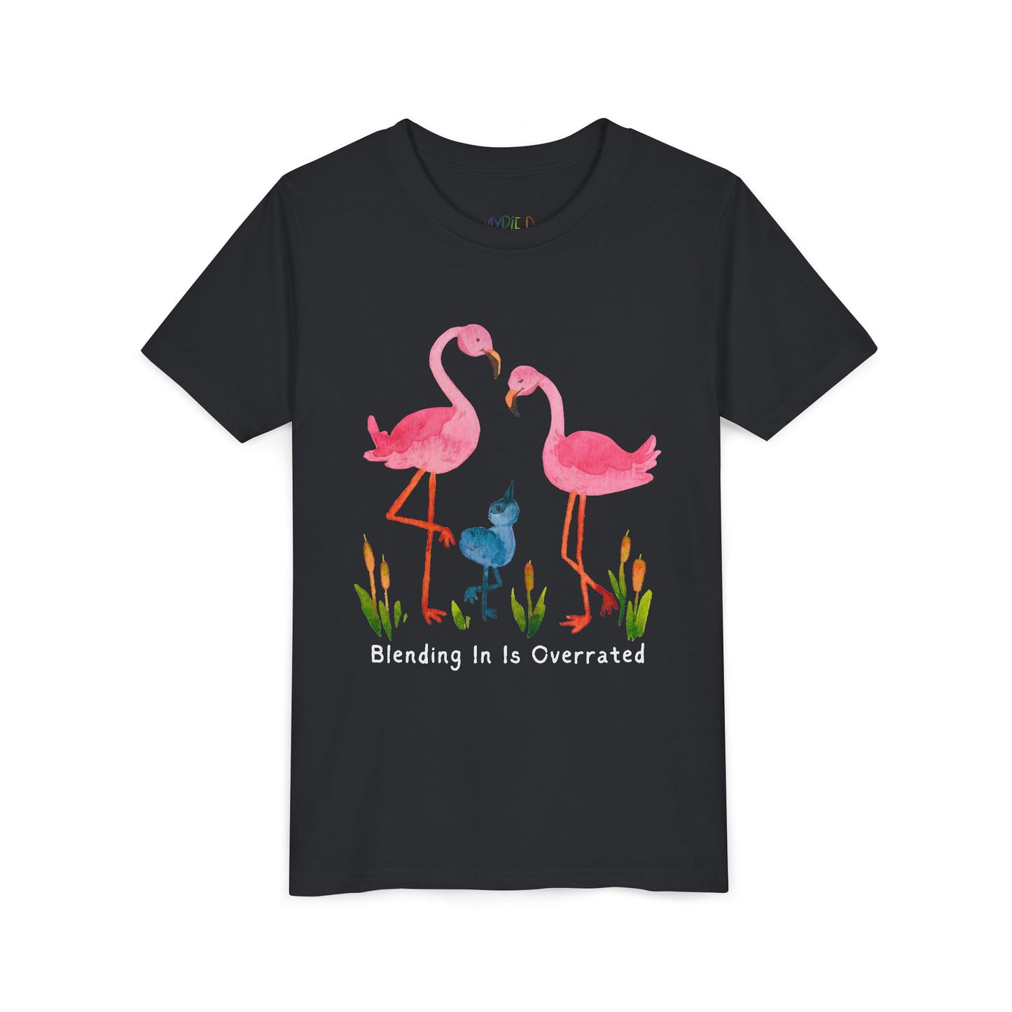 Youth Blending In Is Overrated Tee – Standout Flamingo Shirt for Bold Young Readers