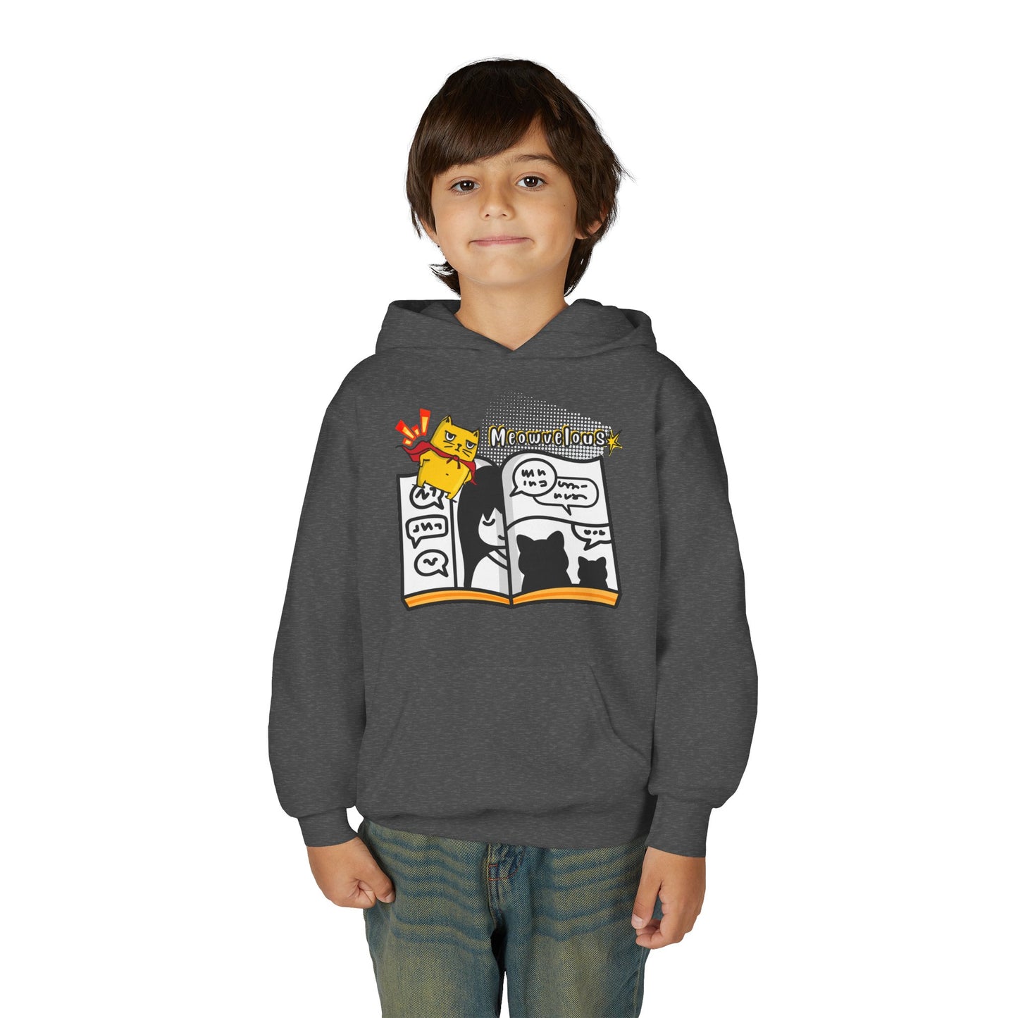 Youth Meowvelous Comic Cat Hoodie