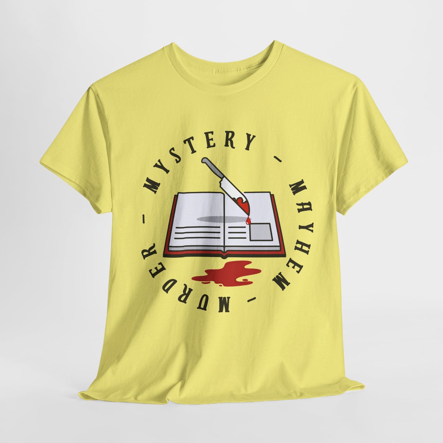 Teen/Adult Unisex Mystery Mayhem Murder T-Shirt – Crime Thriller Reader Tee