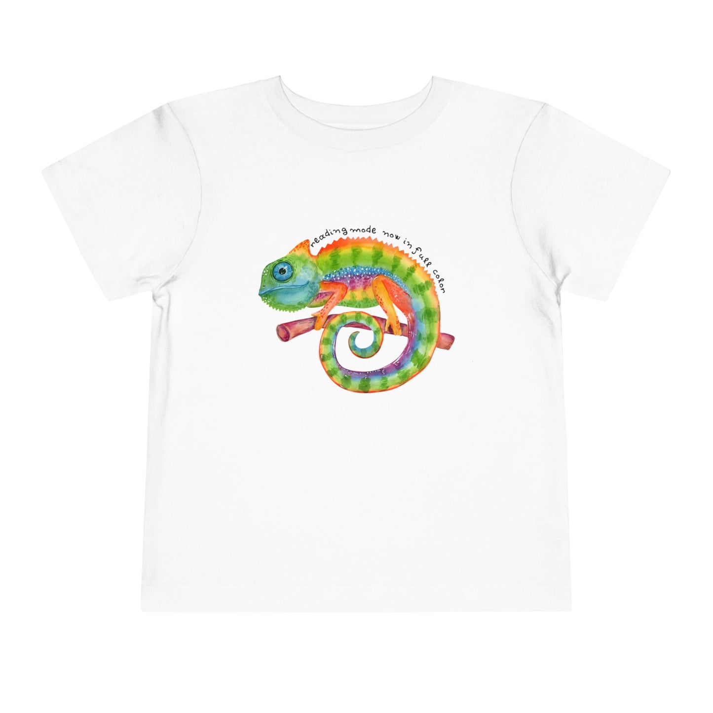 Toddler Reading Mode Chameleon Tee – Vibrant Book Lover Shirt for Kids