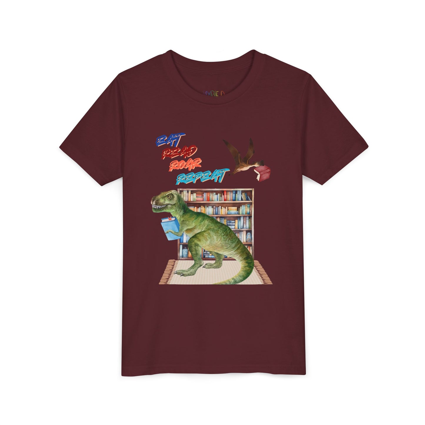 Youth Eat Read Roar Repeat Tee – Dino Book Lover Shirt for Relentless Readers