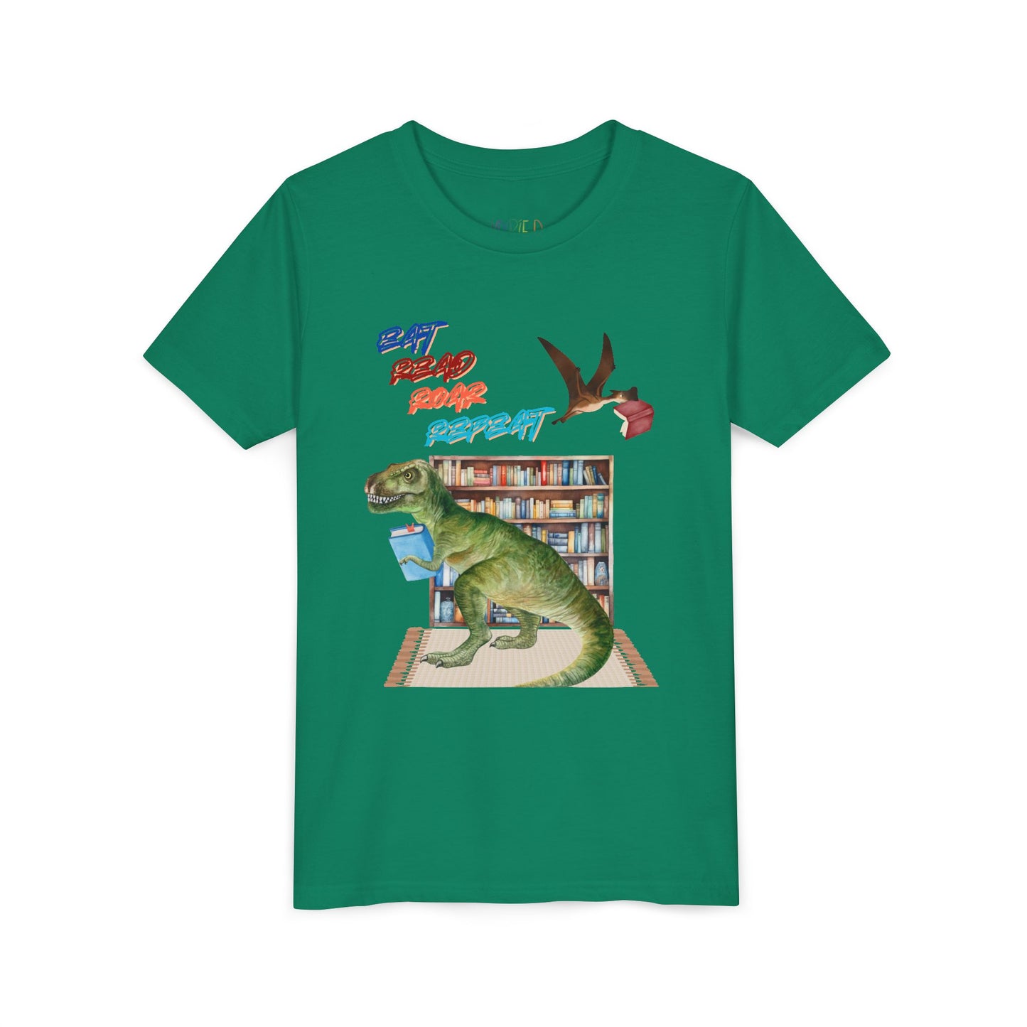 Youth Eat Read Roar Repeat Tee – Dino Book Lover Shirt for Relentless Readers
