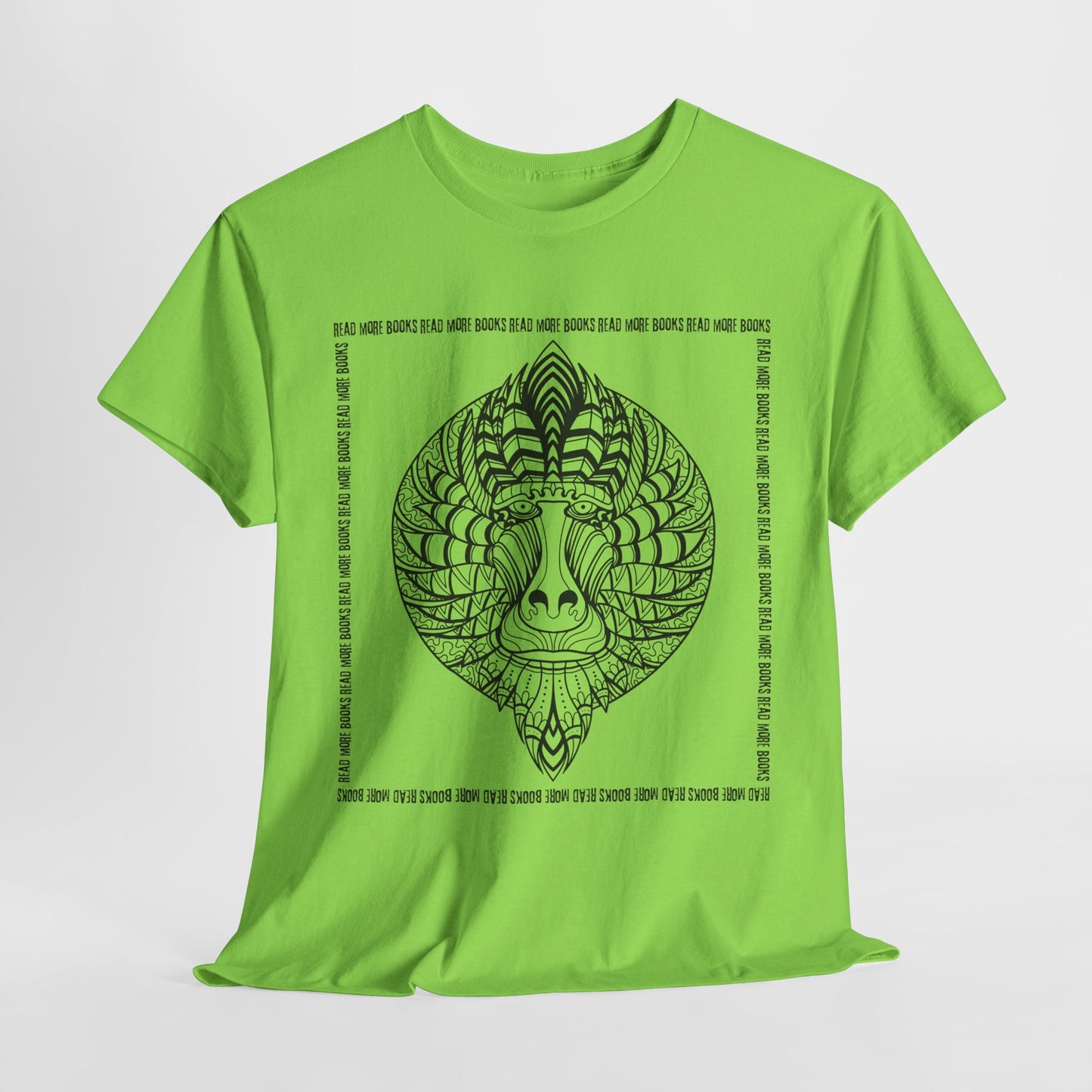 Teen/Adult Unisex Read More Mandrill Tee – Tribal Line Art for Book Lovers