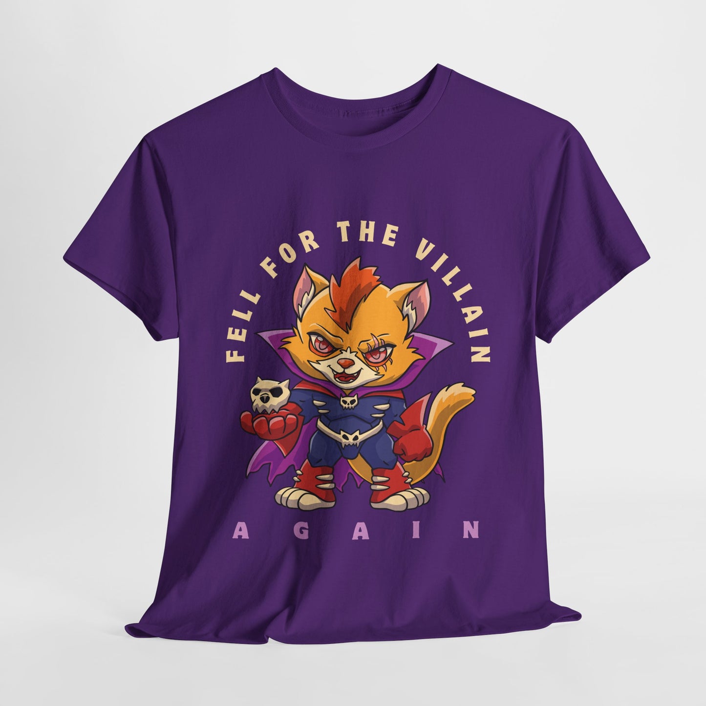 Teen/Adult Unisex “Fell for the Villain Again” Tee – Purrfectly Evil Book Crush Shirt