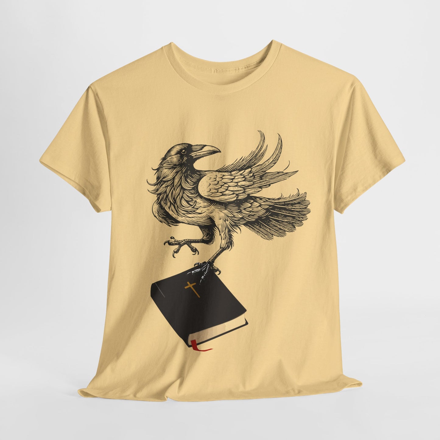 Teen/Adult Unisex Raven Carrying Book T-Shirt – Gothic Horror Reader Graphic Tee