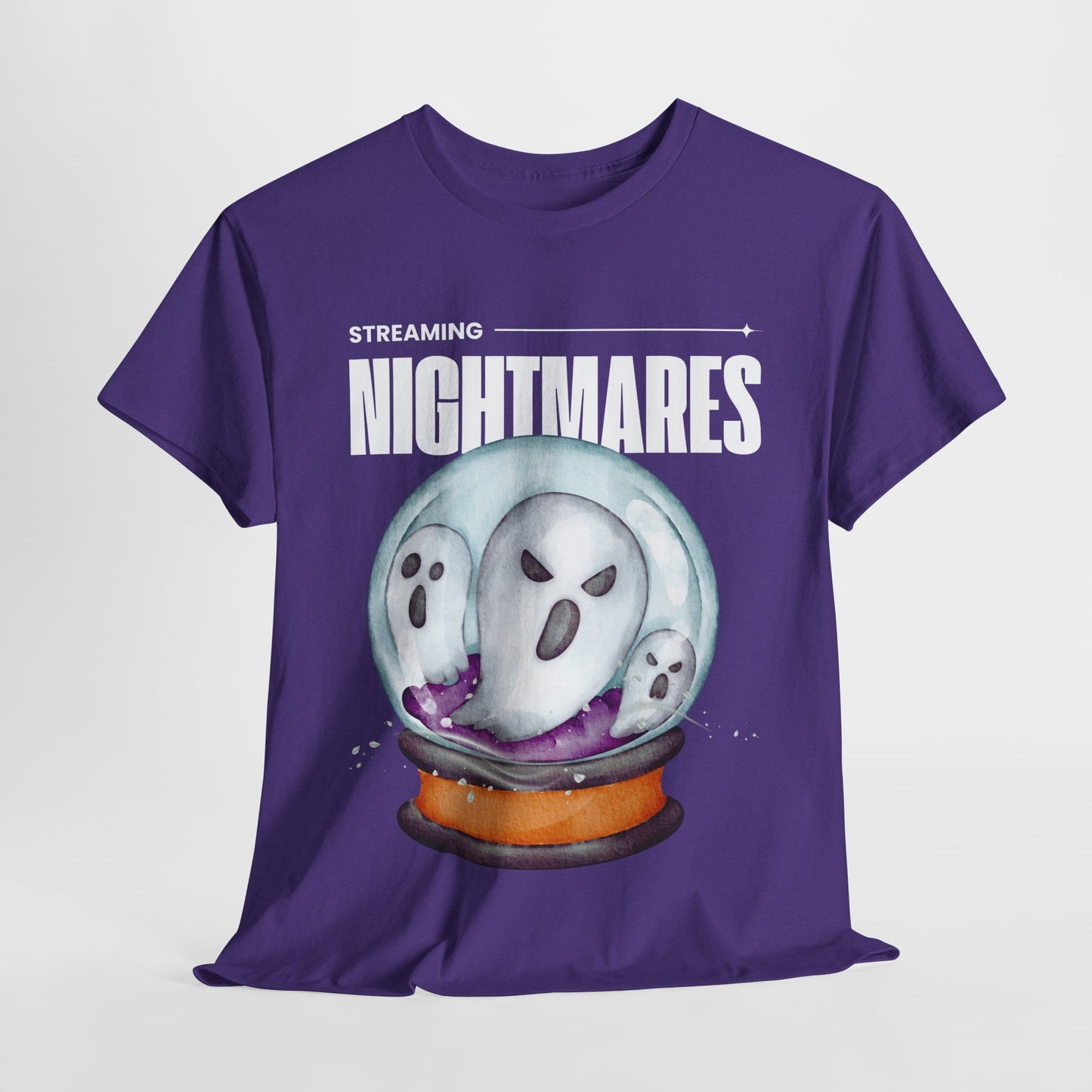 Teen/Adult Unisex "Streaming Nightmares" Ghost Globe T-Shirt – Haunted Horror Apparel