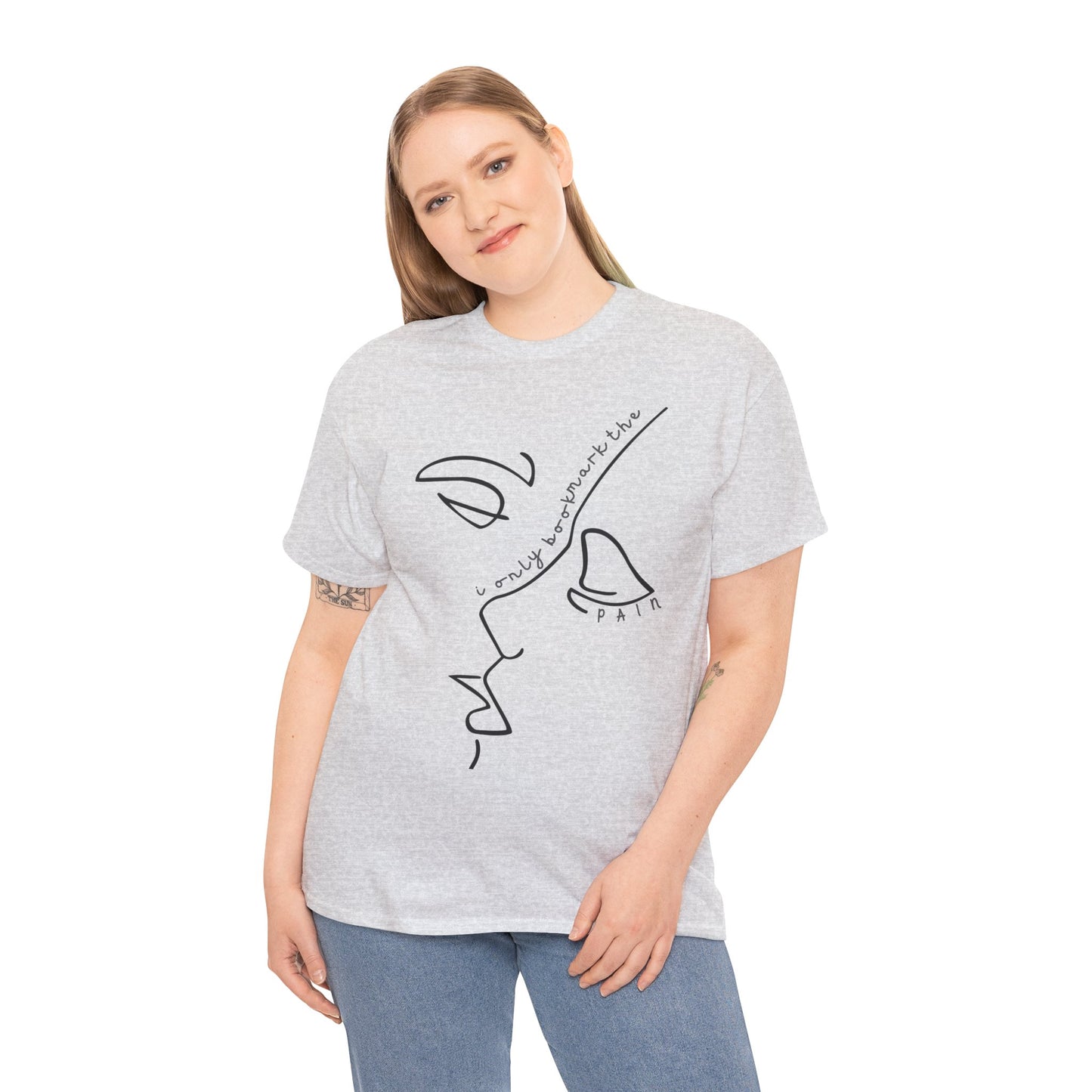 Teen/Adult Unisex Tee â€“ I Only Bookmark the Pain (Minimalist Face Edition)