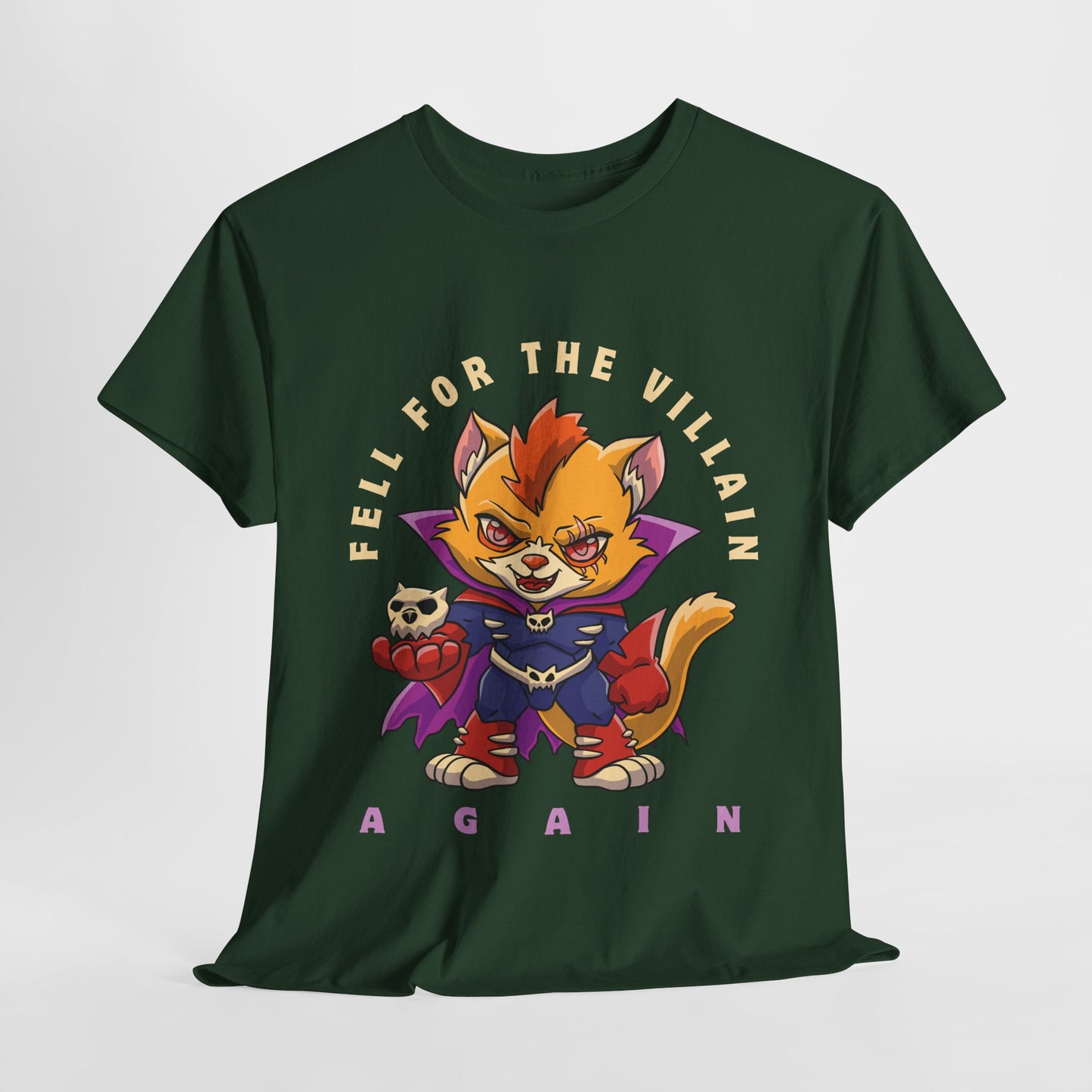 Teen/Adult Unisex “Fell for the Villain Again” Tee – Purrfectly Evil Book Crush Shirt