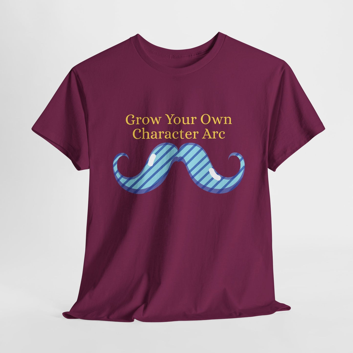 Teen/Adult Unisex Grow Your Own Character Arc Tee – Punny Pick for Writers, Readers & Mustache Enthusiasts