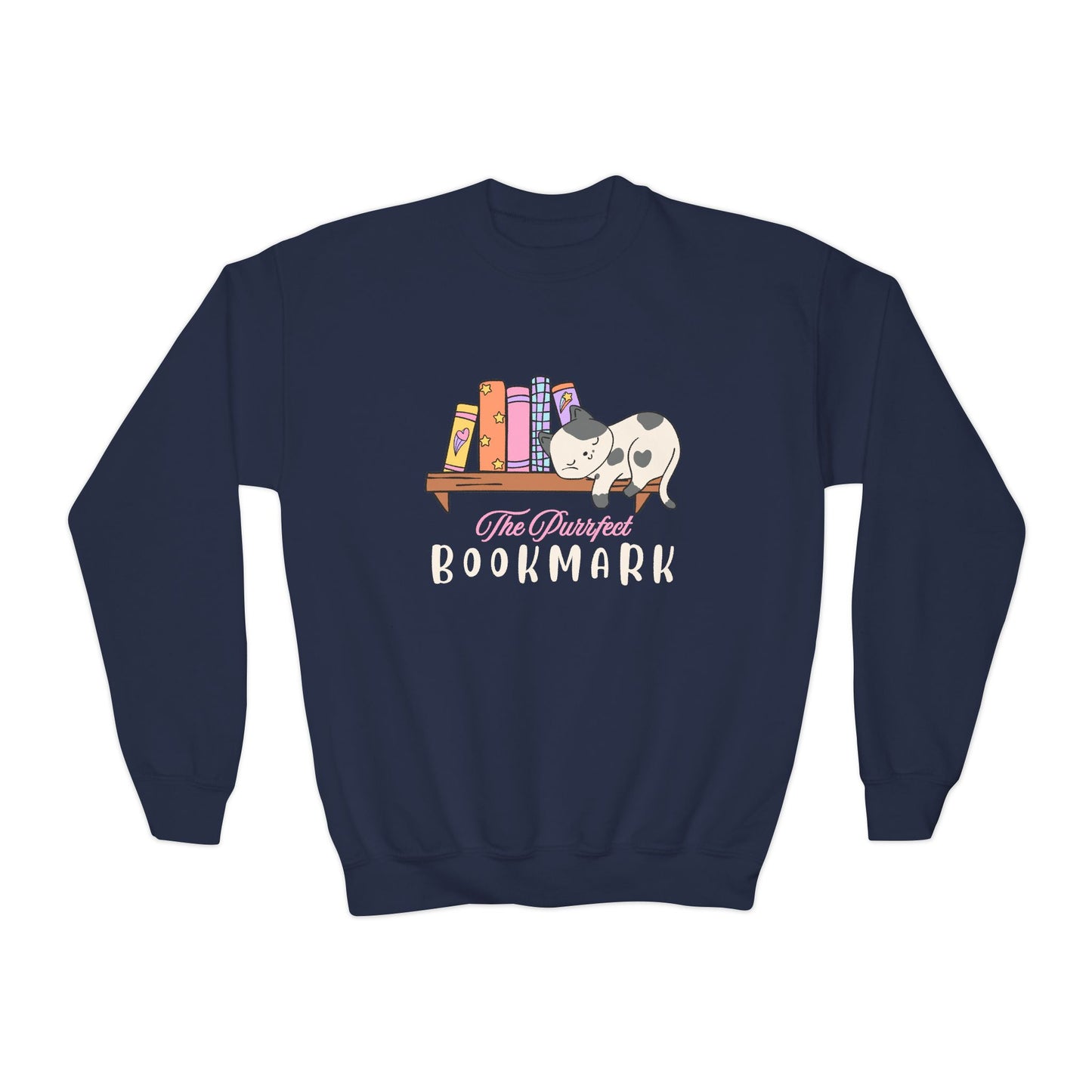 Youth Purrfect Bookmark Sweatshirt – Cozy Catnap Edition