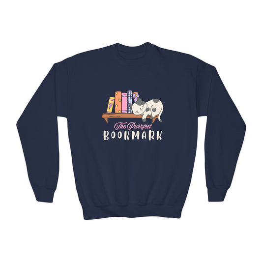 Youth Purrfect Bookmark Sweatshirt – Cozy Catnap Edition