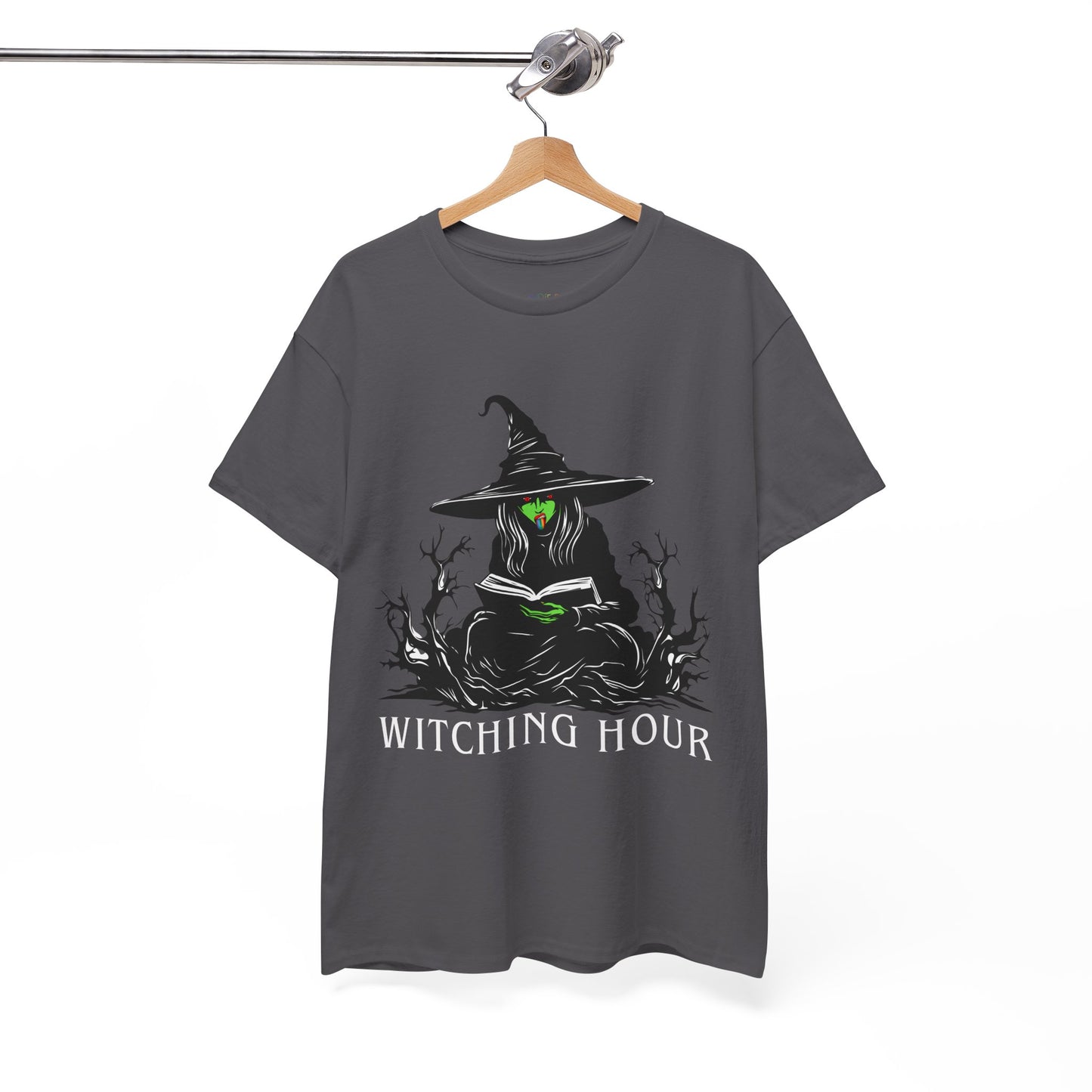 Teen/Adult Unisex Witching Hour T-Shirt Spooky Reading Witch Graphic