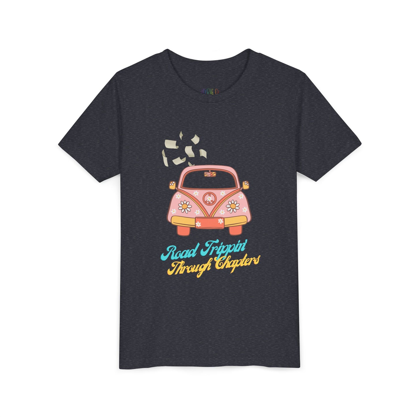 Youth Road Trippin' Through Chapters Tee – For Book-Loving Adventurers, Perfect for young readers with wanderlust and wild imaginations!