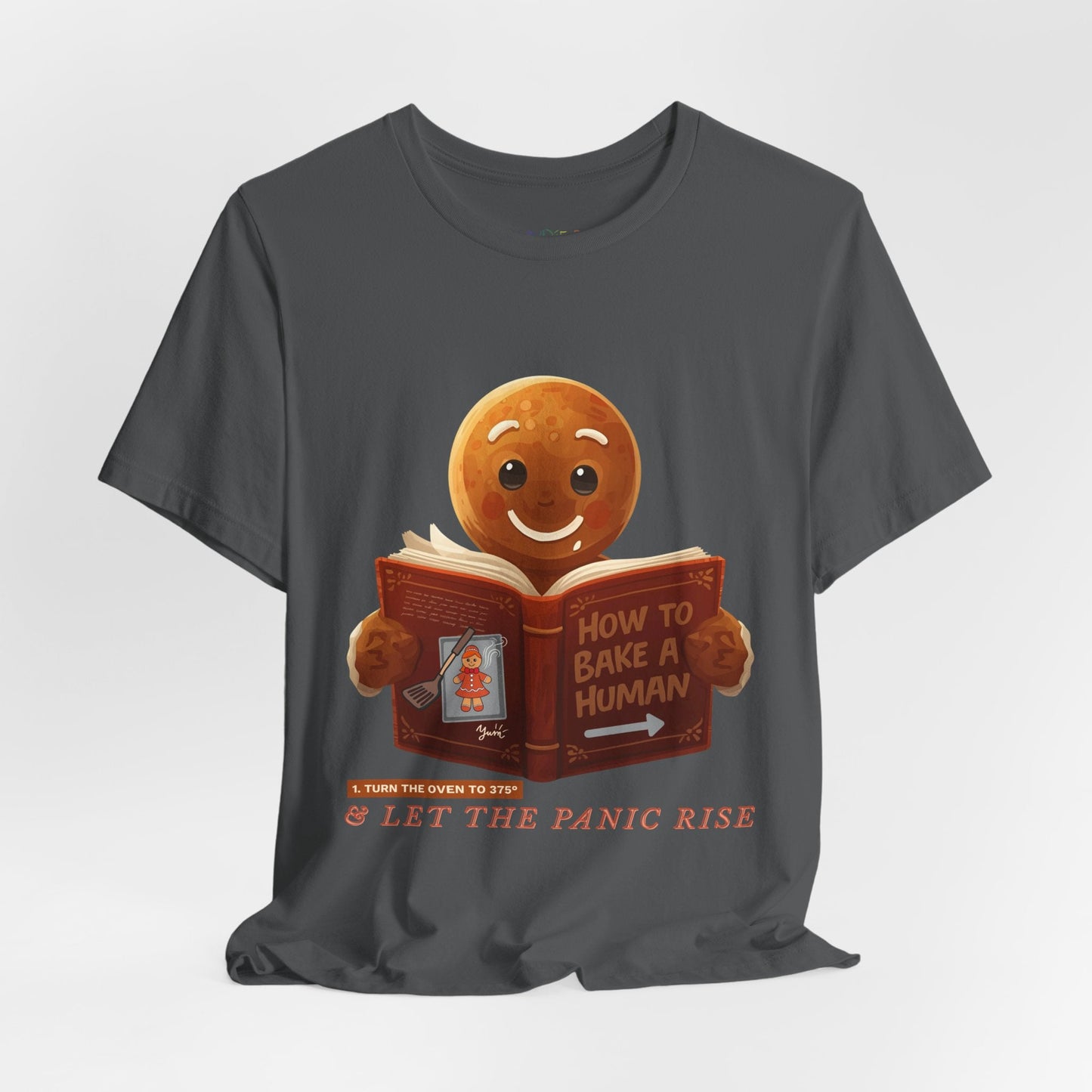 Teen/Adult Unisex How to Bake a Human T-Shirt â€“ Gingerbread Dark Humor Christmas Design Printify