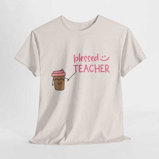 Teen/Adult Unisex Blessed Teacher Coffee Tee – Cute & Cozy for Caffeinated Educators