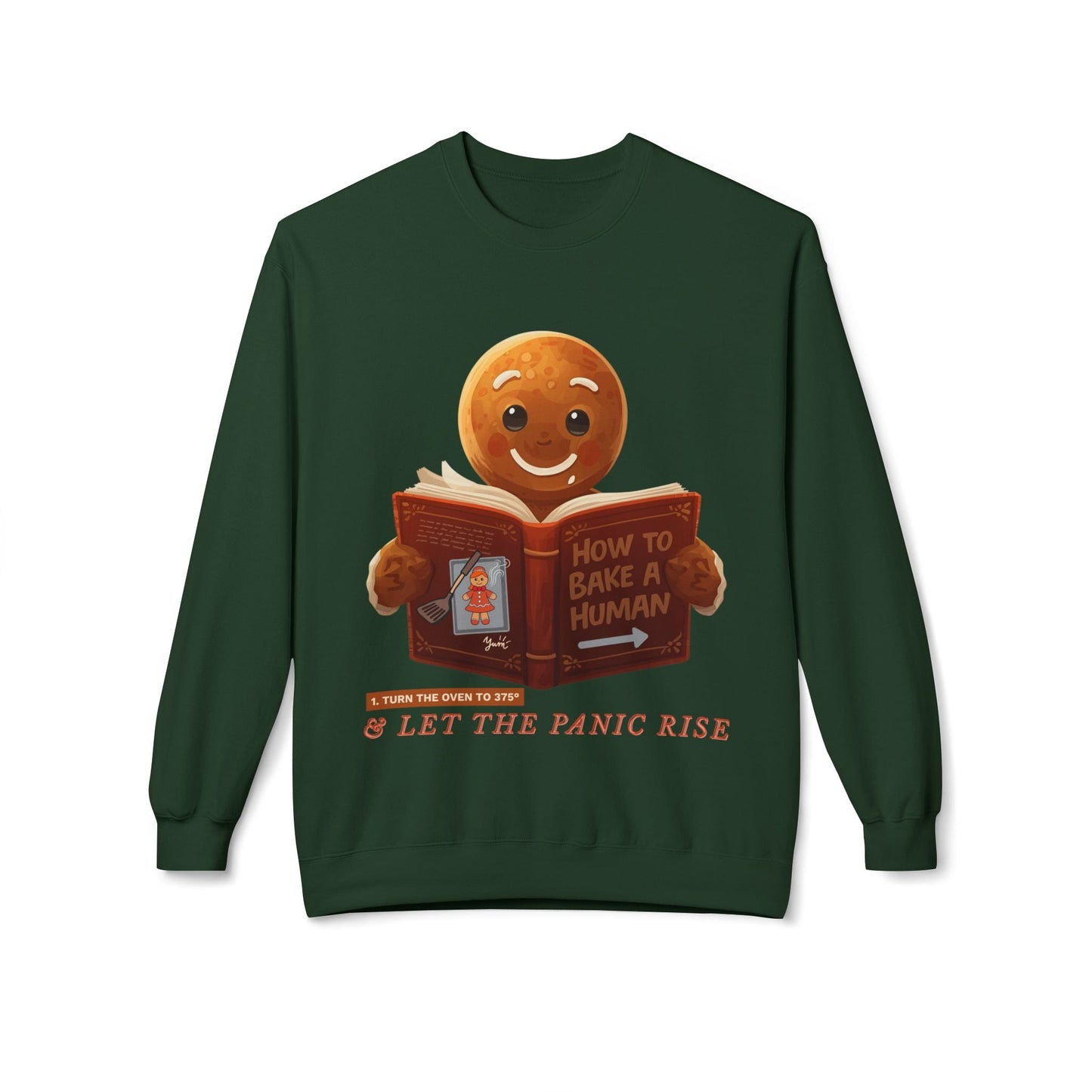 Teen/Adult Unisex How to Bake a Human Gingerbread Sweatshirt â€“ Dark Humor Holiday Design Printify