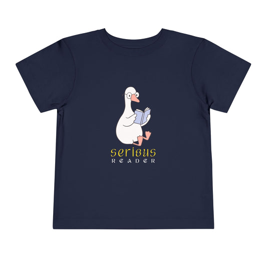 Toddler Serious Reader Tee – Funny Goose Design for Book-Loving Littles