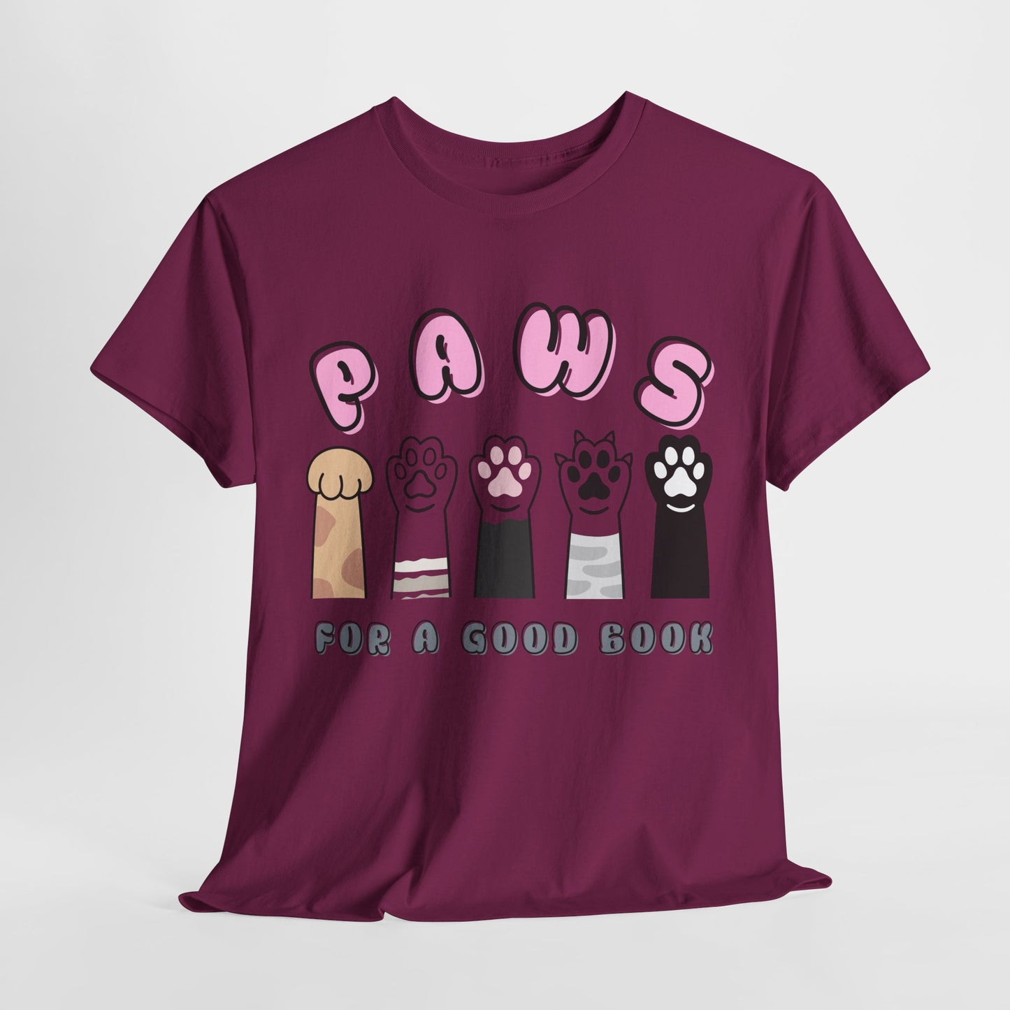 Teen/Adult Unisex “Paws for a Good Book” Cat Lovers Tee
