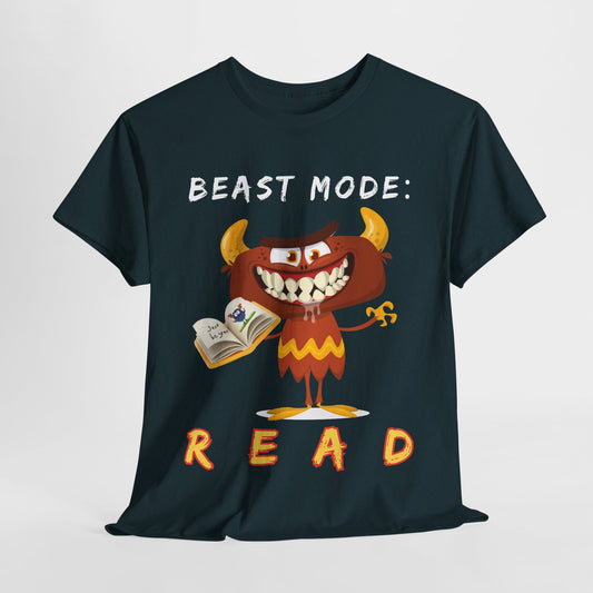 Teen/Adult Unisex “Beast Mode: READ” Tee – Fierce & Funny Reading Shirt for Book Warriors
