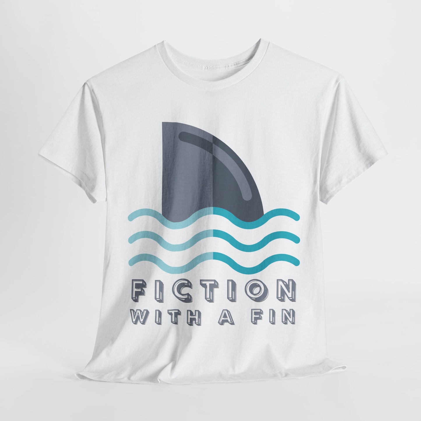 Teen/Adult Unisex Fiction With a Fin Tee – Shark-Themed Reading Shirt for Ocean-Loving Bookworms