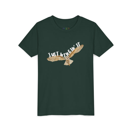 Youth Just Wingin’ It T-Shirt – Funny Owl Shirt for Free-Spirited Kids Who Go With the Flow