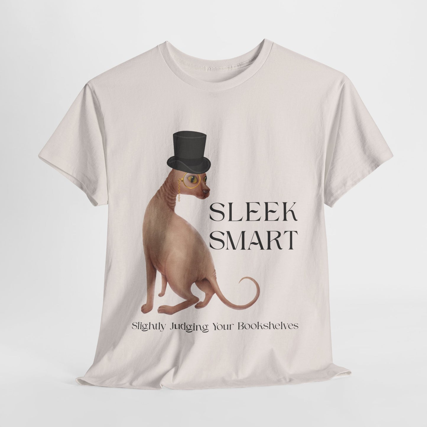 Teen/Adult Unisex Sleek Smart Tee – For Bookish Minds with Feline Taste