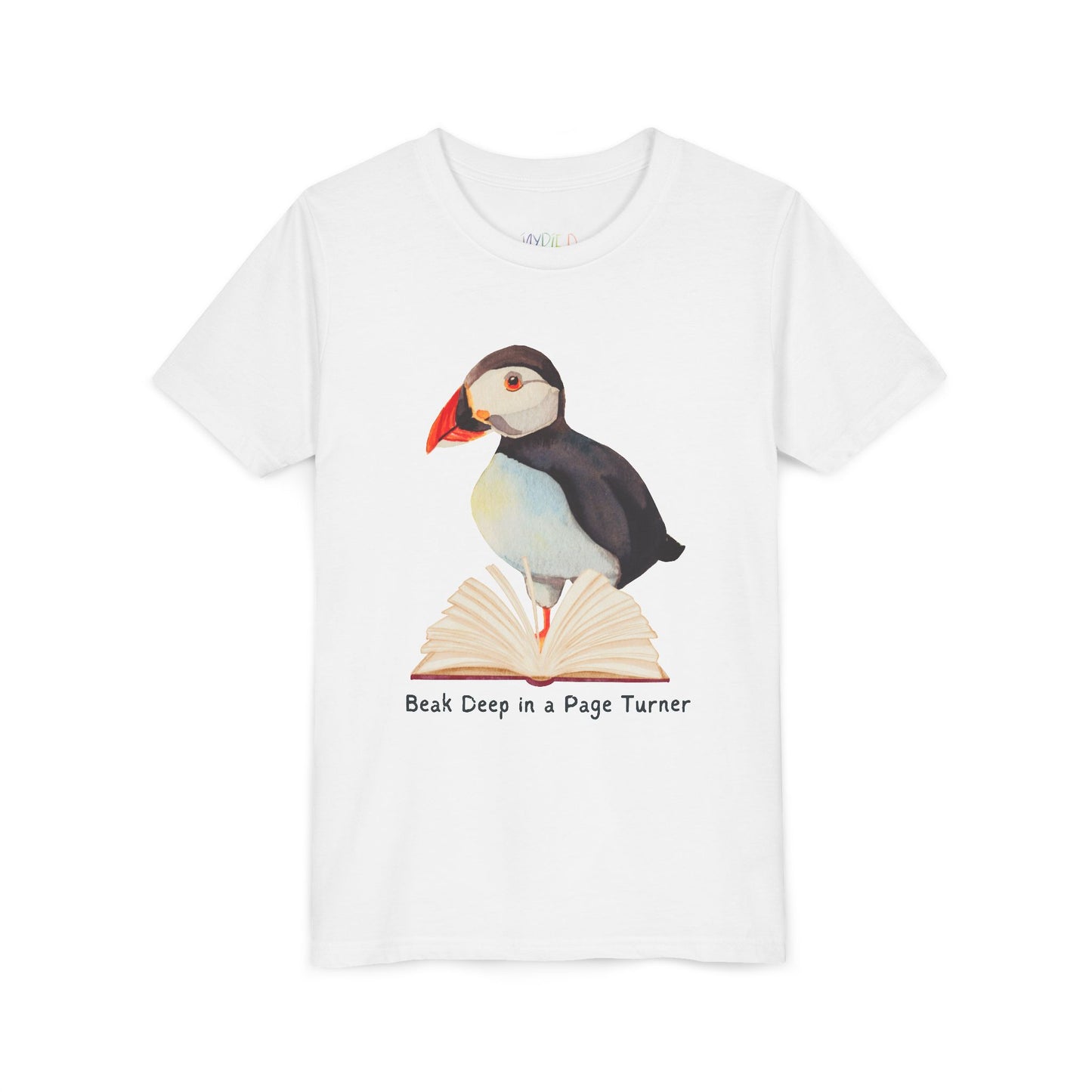 Youth Beak Deep in a Page Turner Tee – Puffin Reading Shirt for Focused Little Bookworms