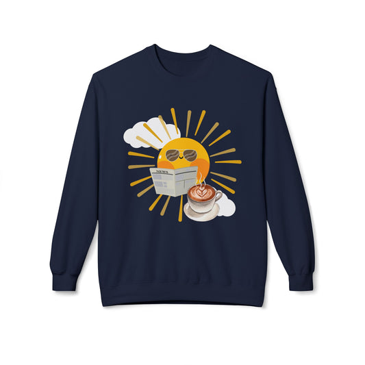 Teen/Adult Unisex Sunny Side of the Story Sweatshirt – Cheerful Morning Reader Design
