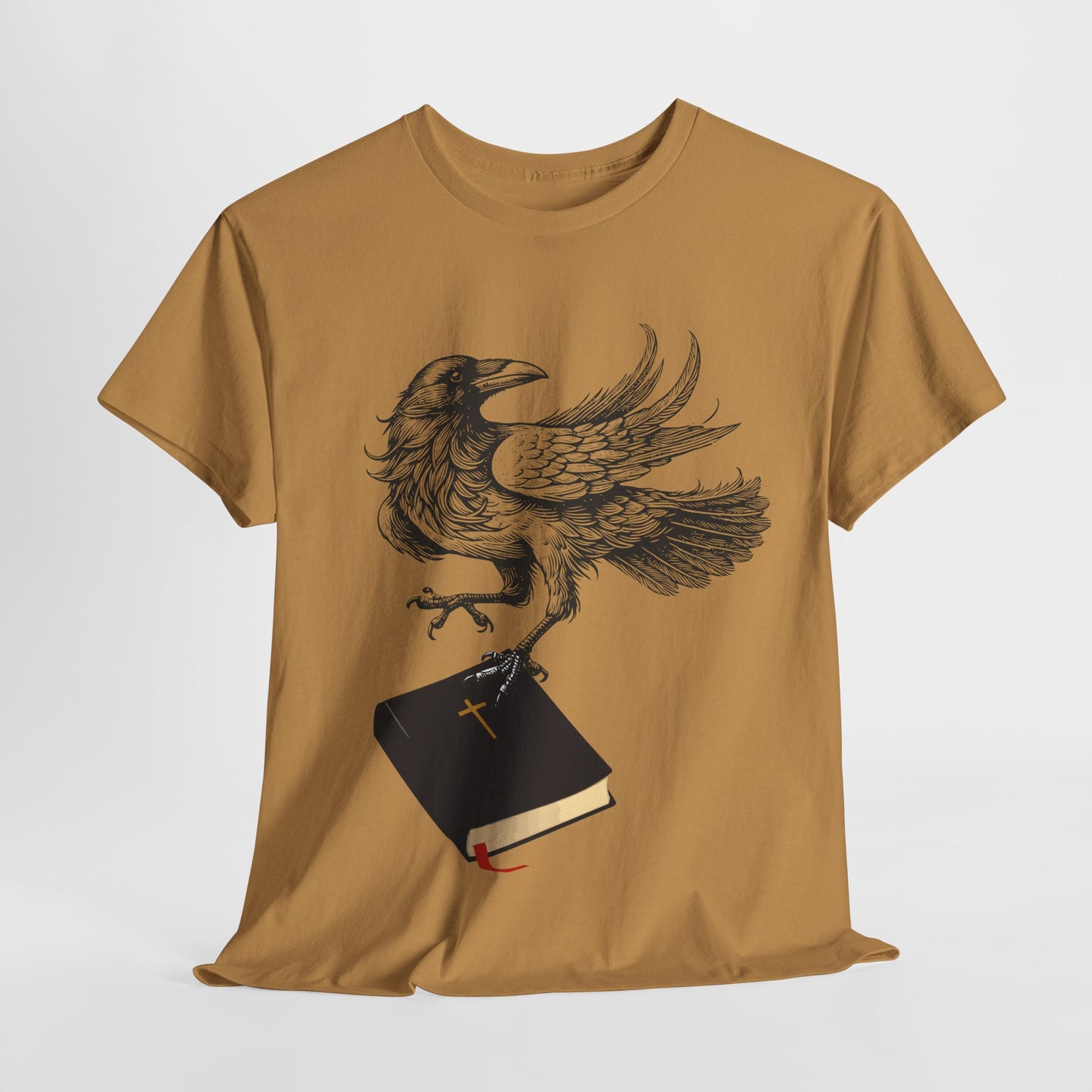 Teen/Adult Unisex Raven Carrying Book T-Shirt – Gothic Horror Reader Graphic Tee