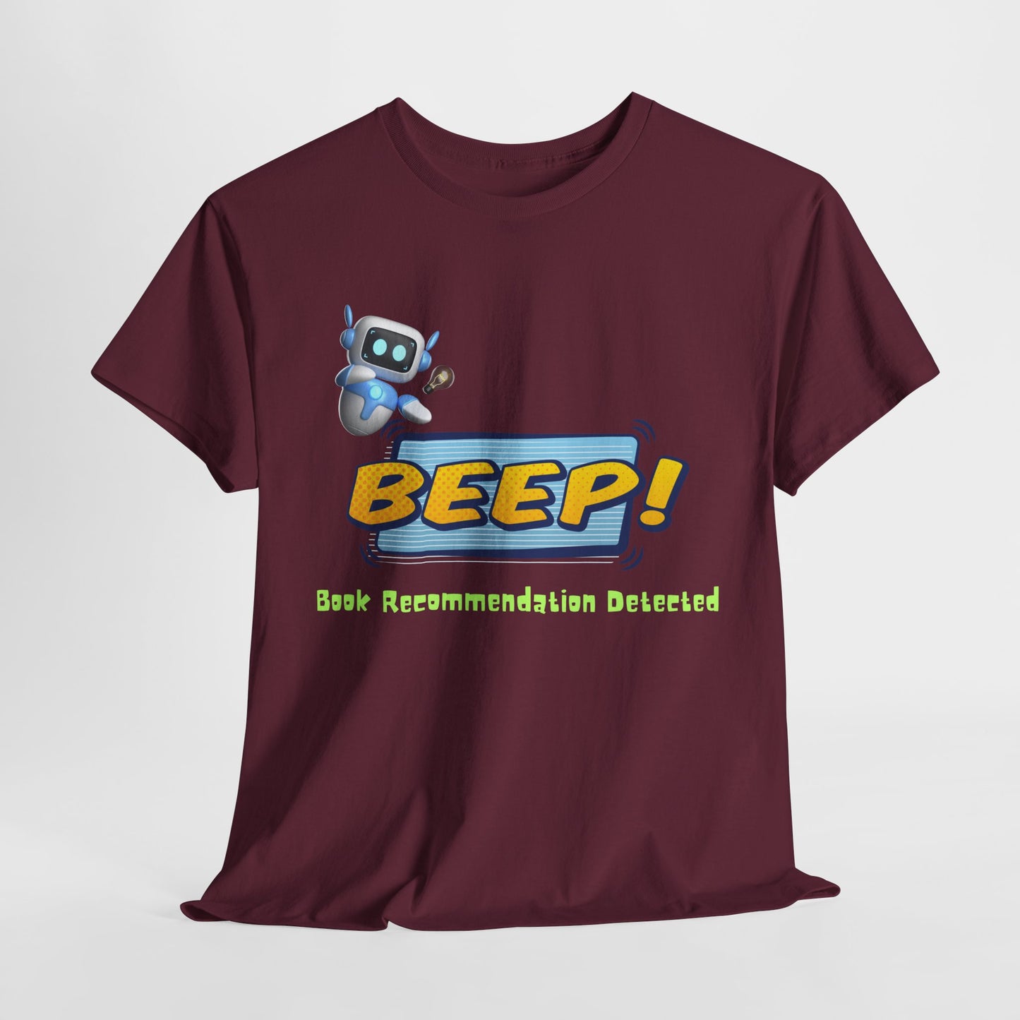 Teen/Adult Unisex BEEP! Book Recommendation Detected Tee – A Geeky-Cool Gift for Readers Who Share the Love