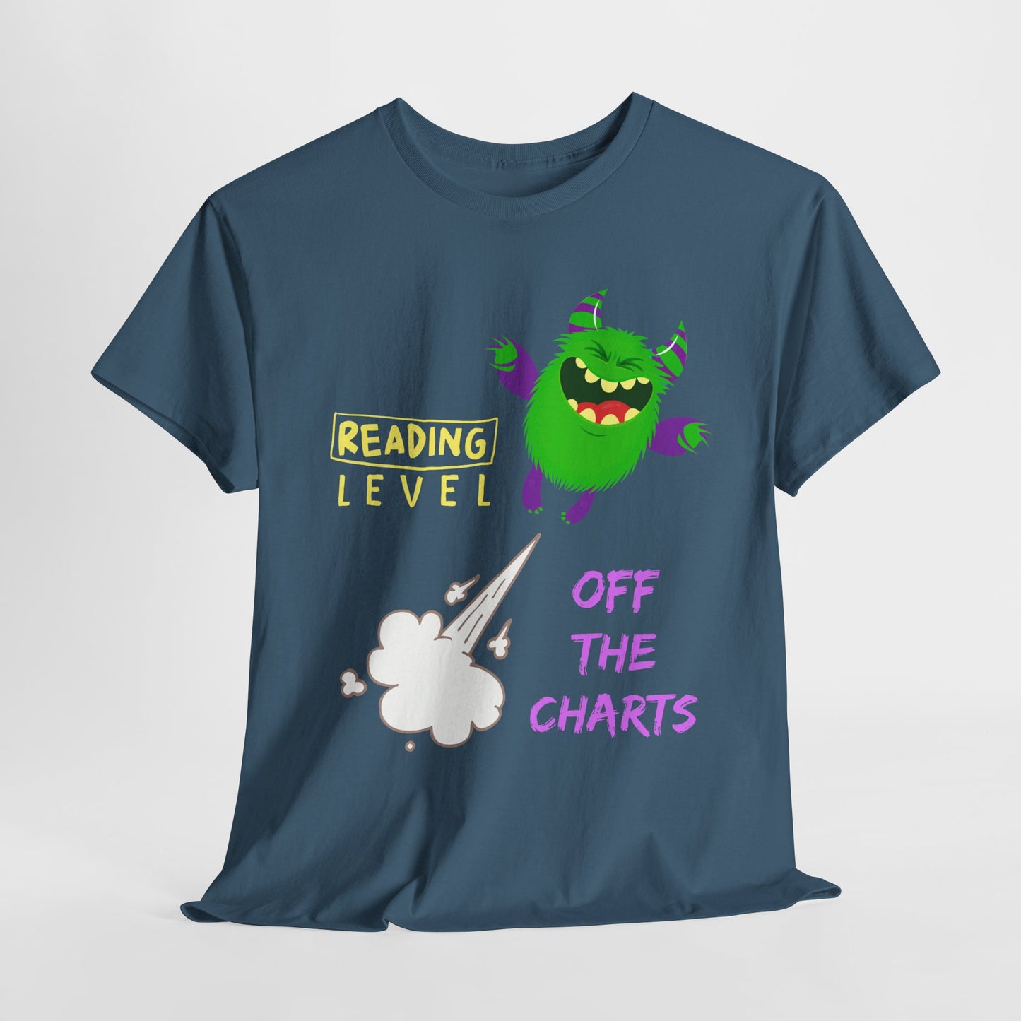 Teen/Adult Unisex Reading Level Off the Charts – Bold Bookish Monster Tee