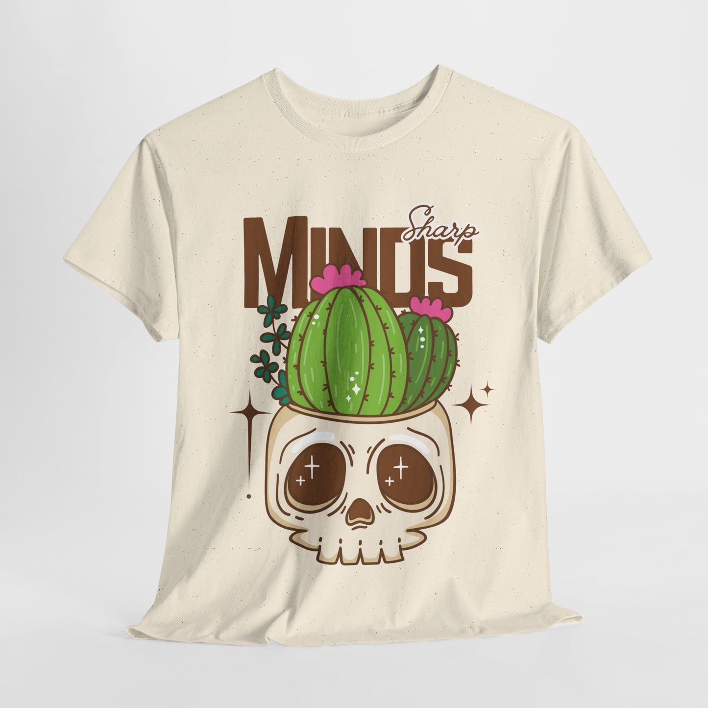 Teen/Adult Unisex "Sharp Minds" Skull & Cactus Graphic T-Shirt – Bold Bookish Style Tee