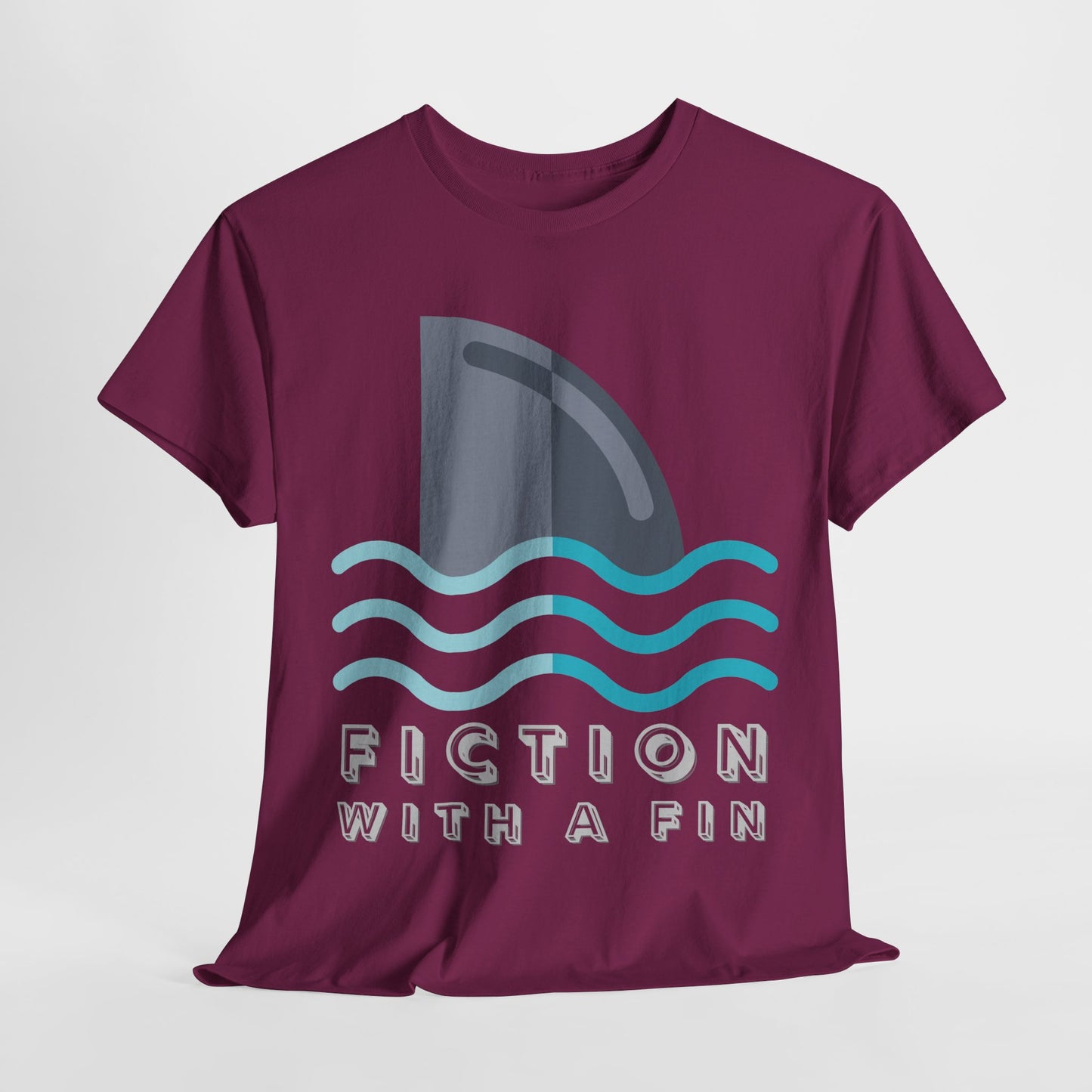 Teen/Adult Unisex Fiction With a Fin Tee – Shark-Themed Reading Shirt for Ocean-Loving Bookworms