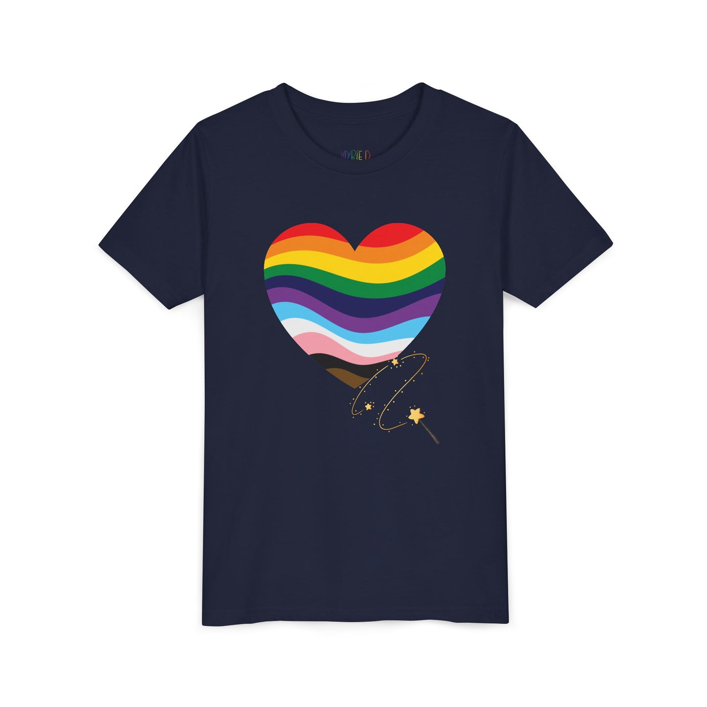 Youth Wand-Swished Rainbow Heart Tee – Lead with Love, Shine with Pride
