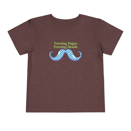 Toddler Turning Pages Tee – Funny Mustache Shirt for Bookish Kids
