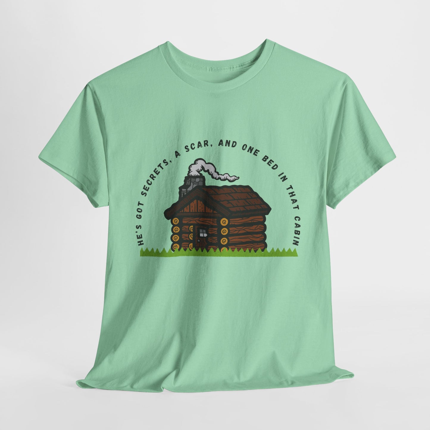 Teen/Adult Unisex Tee – He’s Got Secrets, a Scar, and One Bed in That Cabin