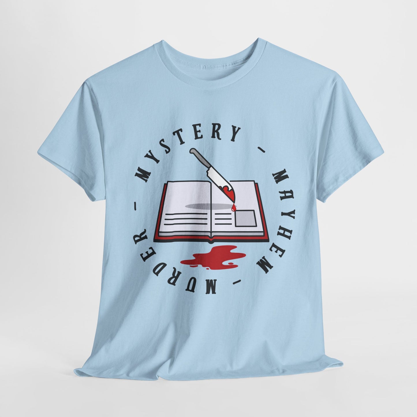 Teen/Adult Unisex Mystery Mayhem Murder T-Shirt – Crime Thriller Reader Tee