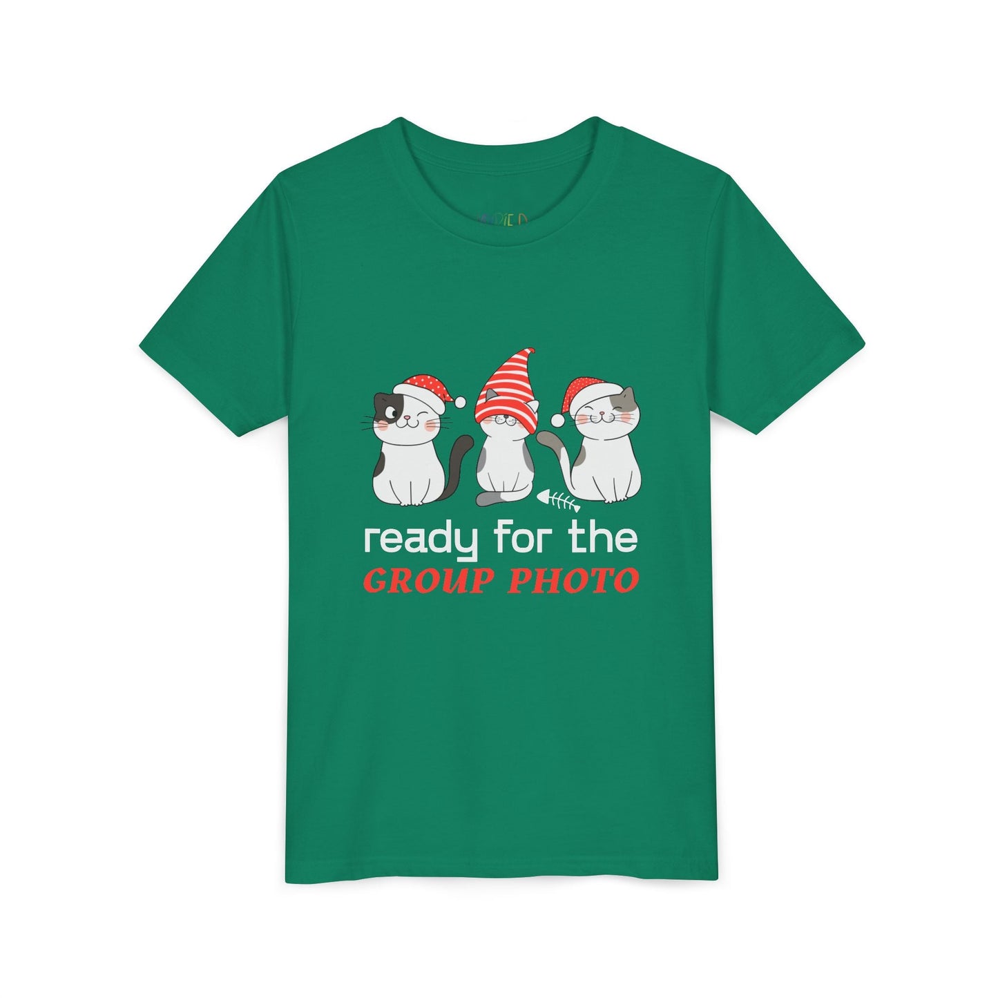 Youth Ready for the Group Photo T-Shirt â€“ Holiday Cats Design Printify