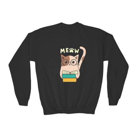 Youth Meow & Read Sweatshirt – The Purrfect Book Buddy