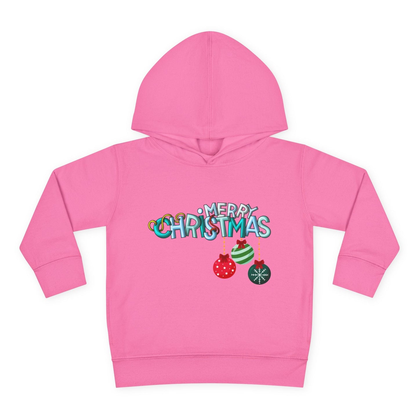 Toddler Merry Christmas Hoodie â€“ Festive Ornaments Design Printify