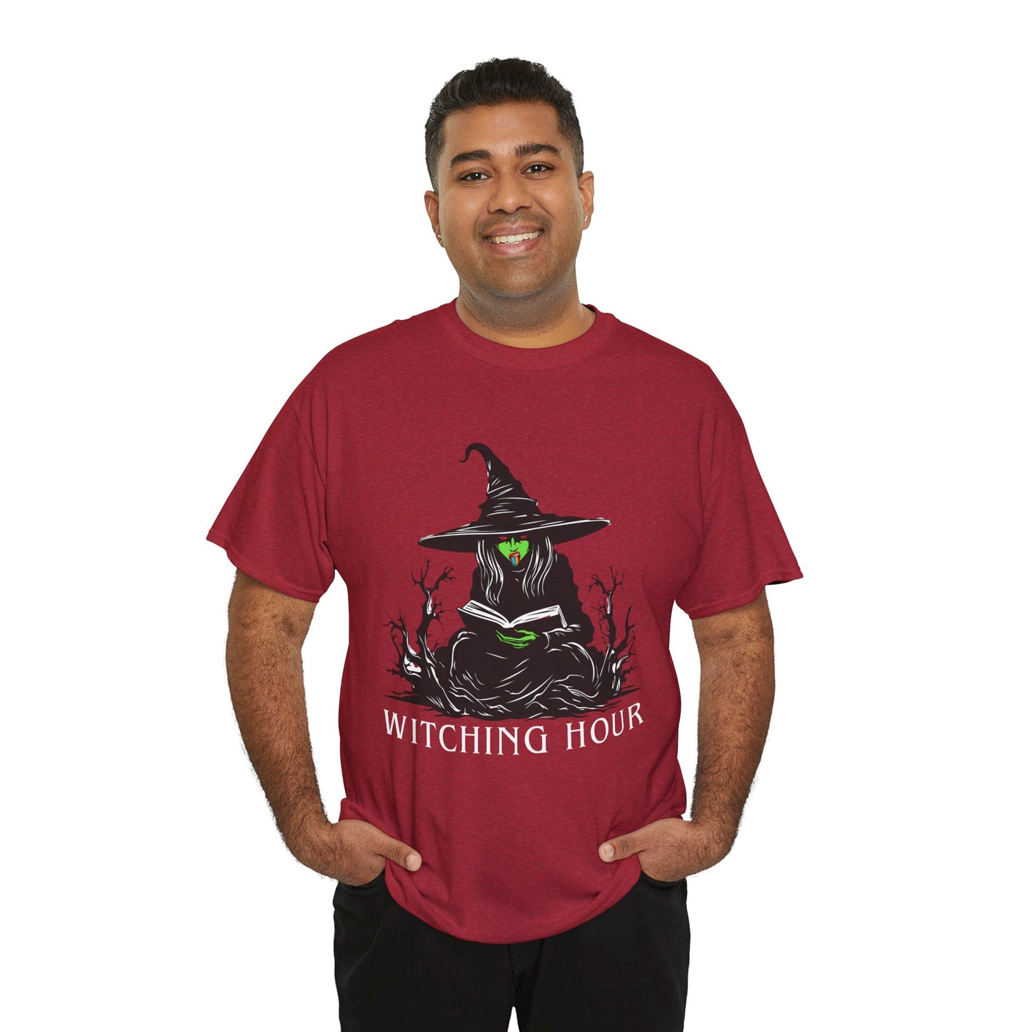 Teen/Adult Unisex Witching Hour T-Shirt Spooky Reading Witch Graphic