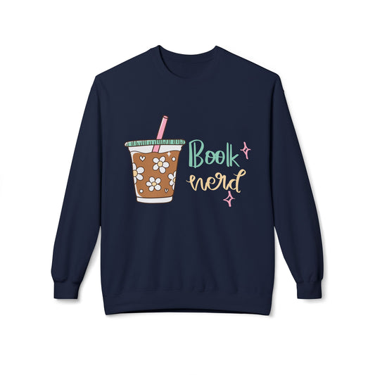 Teen/Adult Unisex Book Nerd Sweatshirt – Iced Coffee & Reading Vibes