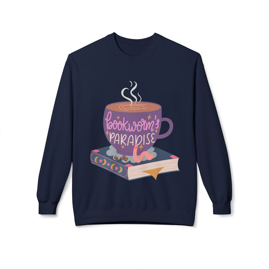 Teen/Adult Unisex Bookworm’s Paradise Sweatshirt – Cozy Reading & Coffee Lover Crewneck
